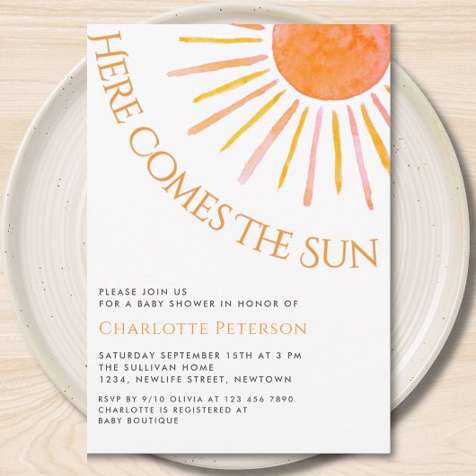 Here Comes The Sun Boho Baby Shower Einladung