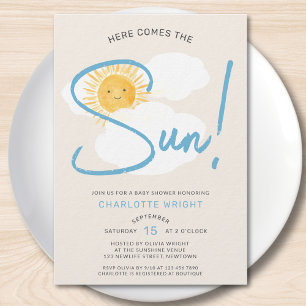 Here Comes The Sun Boy Baby Shower Einladung