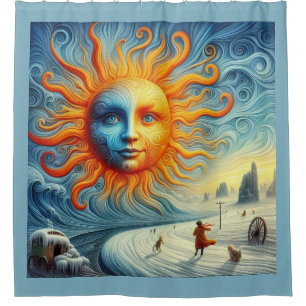 Here Comes The Sun - KI Kunstposter Duschvorhang