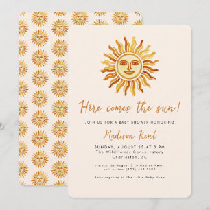 Here Comes the Sun Moderne Boho-Sonne Baby Shower Einladung