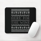 Here For The Wine Ugly Christmas Sweater Funny Chr Mousepad (Mit Mouse)