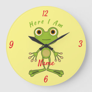Here I am cute frog Thunder_Cove  Große Wanduhr