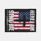 Here I Am Send Me American Flag Cross Isaiah 6_8 B Fleecedecke (Vorderseite (Horizontal))