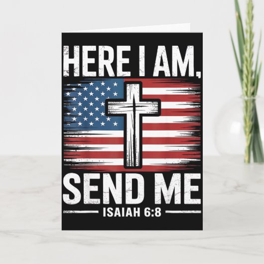 Here I Am Send Me Isaiah 6_8 Christian Usa Flag Bi Karte (Vorderseite)