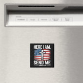 Here I Am Send Me Isaiah 6_8 Christian Usa Flag Bi Magnet (In Situ (Geschirrspüler))