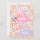 Here is The Scoop Ice Cream Groovy Daisy Birthday Einladung (Vorderseite)