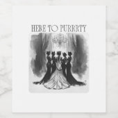Here to Purrrty – Cat Bridal Party Bachelorette Weinetikett (Einzelnes Label)