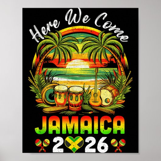 Here We Come Jamaica 2026 Girls Trip Family Summer Poster (Vorne)