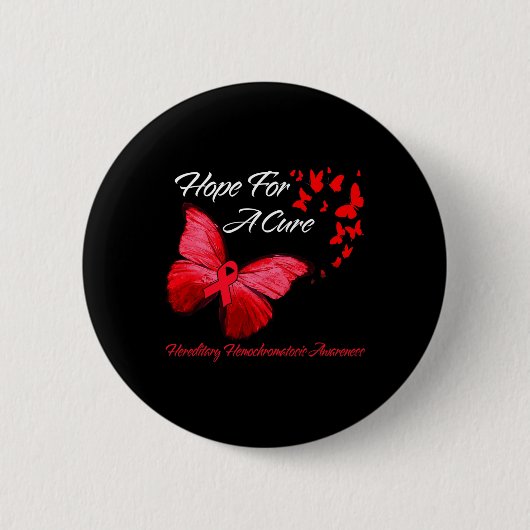 Hereditäre Hemochromatose Awareness Butterfly Red Button (Vorderseite)