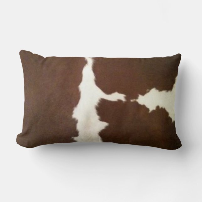 Hereford Brown and White Imitats Cowhide Lumbar Lendenkissen (Vorderseite)