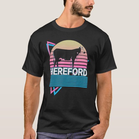 Hereford Cattle Hereford Cow Bauer Retro T-Shirt (Vorderseite)