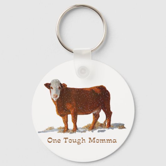 Hereford Cow: Eine strenge Momma: Muttertag Schlüsselanhänger (Vorderseite)