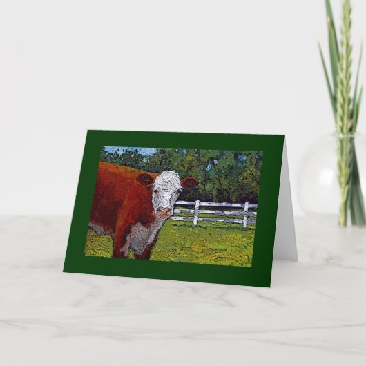 Hereford Cow in Pasture: Illustration: Farm Animal Karte (Vorderseite)