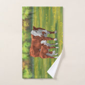 Hereford Cow & Niedlich Calf im Sommer Weide Badhandtuch Set (Handtuch)