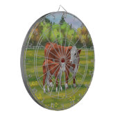 Hereford Cow & Niedlich Calf im Sommer Weide Dartscheibe (Vorderseite Links)