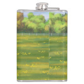 Hereford Cow & Niedlich Calf im Sommer Weide Flachmann (Rückseite)