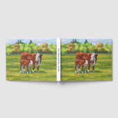 Hereford Cow & Niedlich Calf im Sommer Weide Gästebuch (Voll)
