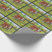 Hereford Cow & Niedlich Calf im Sommer Weide Geschenkpapier (Ecke)
