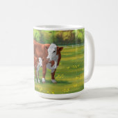 Hereford Cow & Niedlich Calf im Sommer Weide Kaffeetasse (VorderseiteRechts)