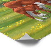 Hereford Cow & Niedlich Calf im Sommer Weide Poster (Ecke)