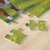 Hereford Cow & Niedlich Calf im Sommer Weide Puzzle (Seite)