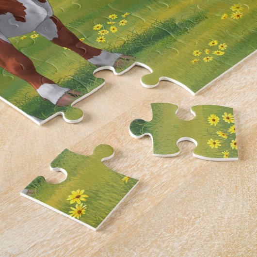 Hereford Cow & Niedlich Calf im Sommer Weide Puzzle (Seite)