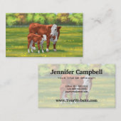 Hereford Cow & Niedlich Calf im Sommer Weide Visitenkarte (Vorne/Hinten)
