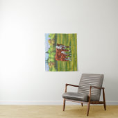 Hereford Cow & Niedlich Calf im Sommer Weide Wandteppich (Beispiel)