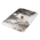 Hereford Cow und Rooster in Barn Badematte (Schrägansicht)