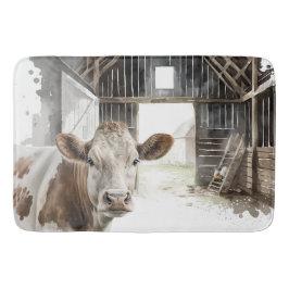 Hereford Cow und Rooster in Barn Badematte