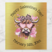 Hereford Girly Cow Galentines Day Weinetikett (Einzelnes Label)