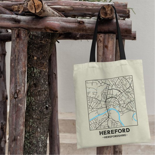 Hereford, Herefordshire City Map Tote Bag Tragetasche
