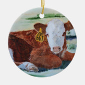 Hereford Kalb Keramikornament (Vorne)