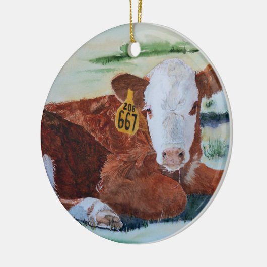 Hereford Kalb Keramikornament (Links)