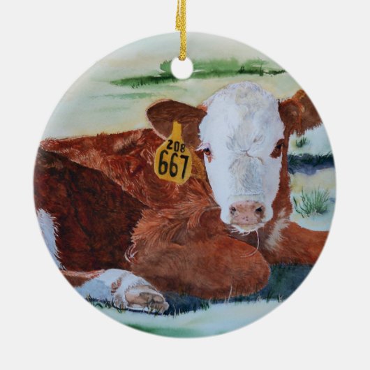 Hereford Kalb Keramikornament (Hinten)