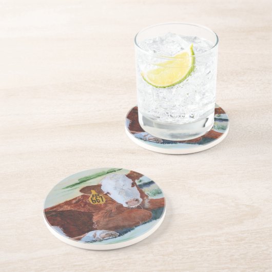 Hereford Kalb Sandstein Untersetzer (Seite)