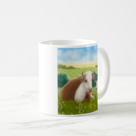Hereford Kuh und Kalb-Tasse Kaffeetasse (VorderseiteRechts)