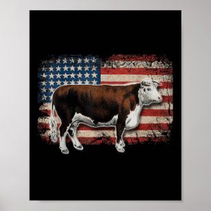 Hereford-Rinderzüchter - Amerikanische Flagge für  Poster