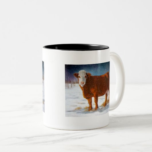 HEREFORD RINDFLEISCH-KUH: PASTELLkunst Zweifarbige Tasse (VorderseiteRechts)