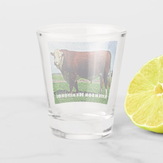 Hereford Stier Schnapsglas (Rückseite)