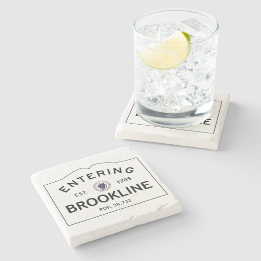 Hereinkommender MarmorUntersetzer Brooklines Steinuntersetzer (Seitenansicht)