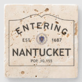 Hereinkommender Nantucket Travertin-Untersetzer Steinuntersetzer (Vorderseite)