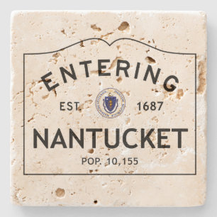 Hereinkommender Nantucket Travertin-Untersetzer Steinuntersetzer