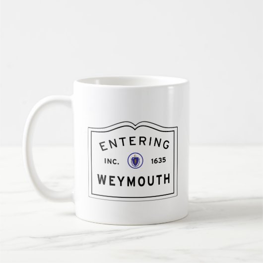 Hereinkommender Weymouth Willkommensschild Kaffeetasse (Links)