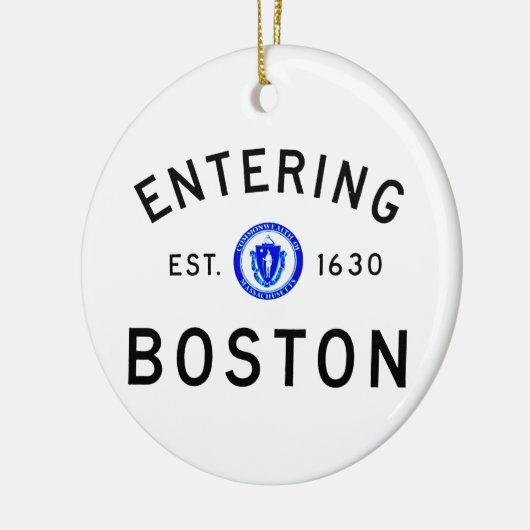 Hereinkommendes Boston Keramik Ornament (Links)