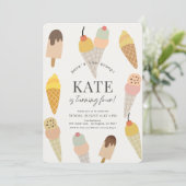 Here's the Scoop Colorful Ice Cream Kids Birthday Einladung (Stehend Vorderseite)