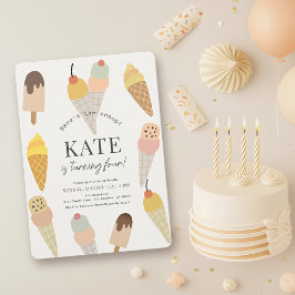 Here's the Scoop Colorful Ice Cream Kids Birthday Einladung