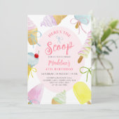 Here's the Scoop Ice Cream Birthday Party Einladung (Stehend Vorderseite)