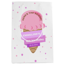 Here's The Scoop Ice Cream Sweet Pink Birthday Mittlere Geschenktüte