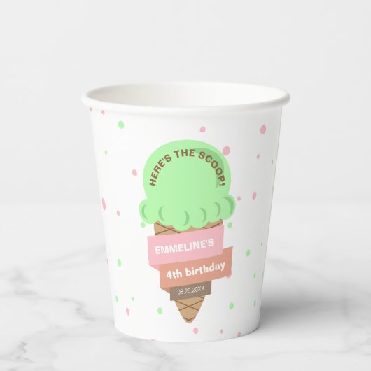 Here's The Scoop Mint Ice Cream Sweet Birthday Pappbecher (Rückseite)